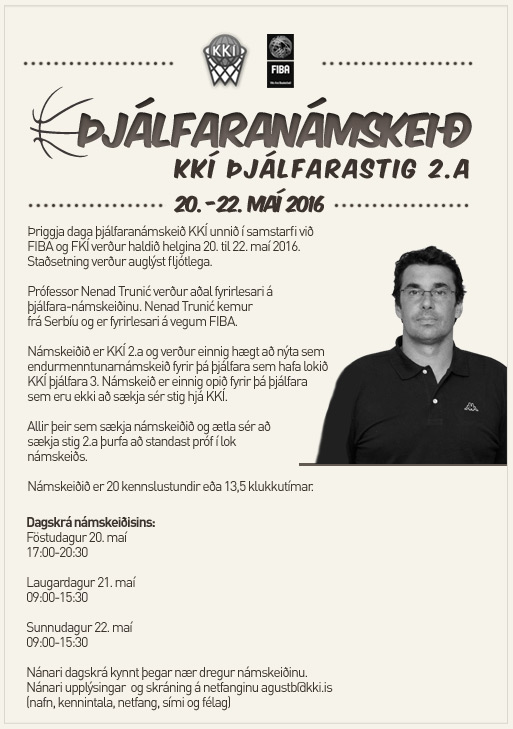 Þriggja daga þjálfaranámskeið KKÍ, FIBA og FKÍ 20.-22. maí