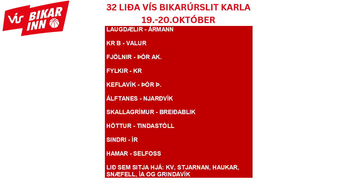 VÍS BIKARKEPPNI | 32 LIÐA ÚRSLIT KARLA