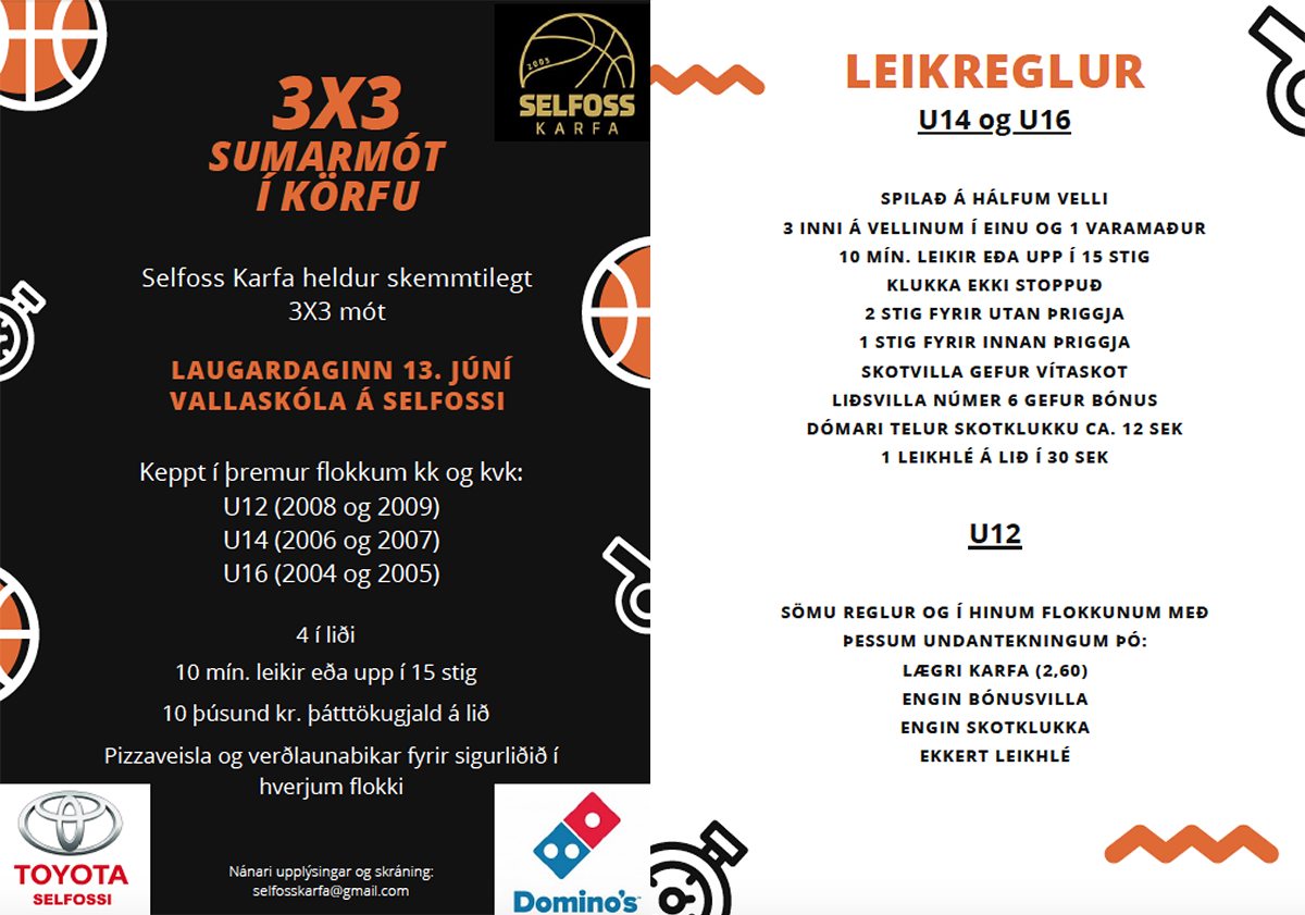 3x3 sumarmót á Selfossi · Laugardaginn 13. júní