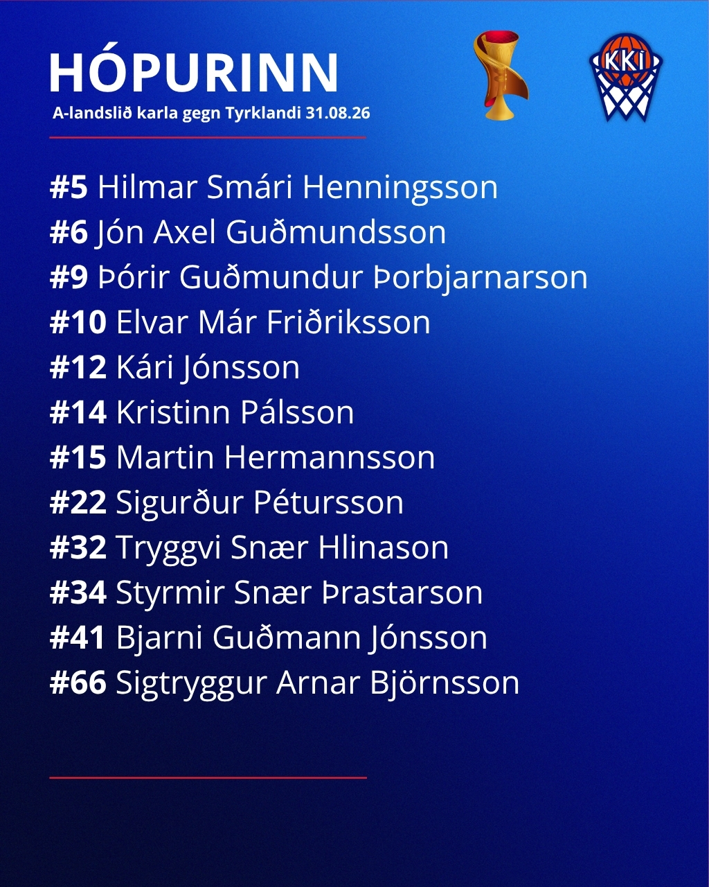 A-landslið karla tekur á móti Tyrklandi í Laugardalshöll í kvöld