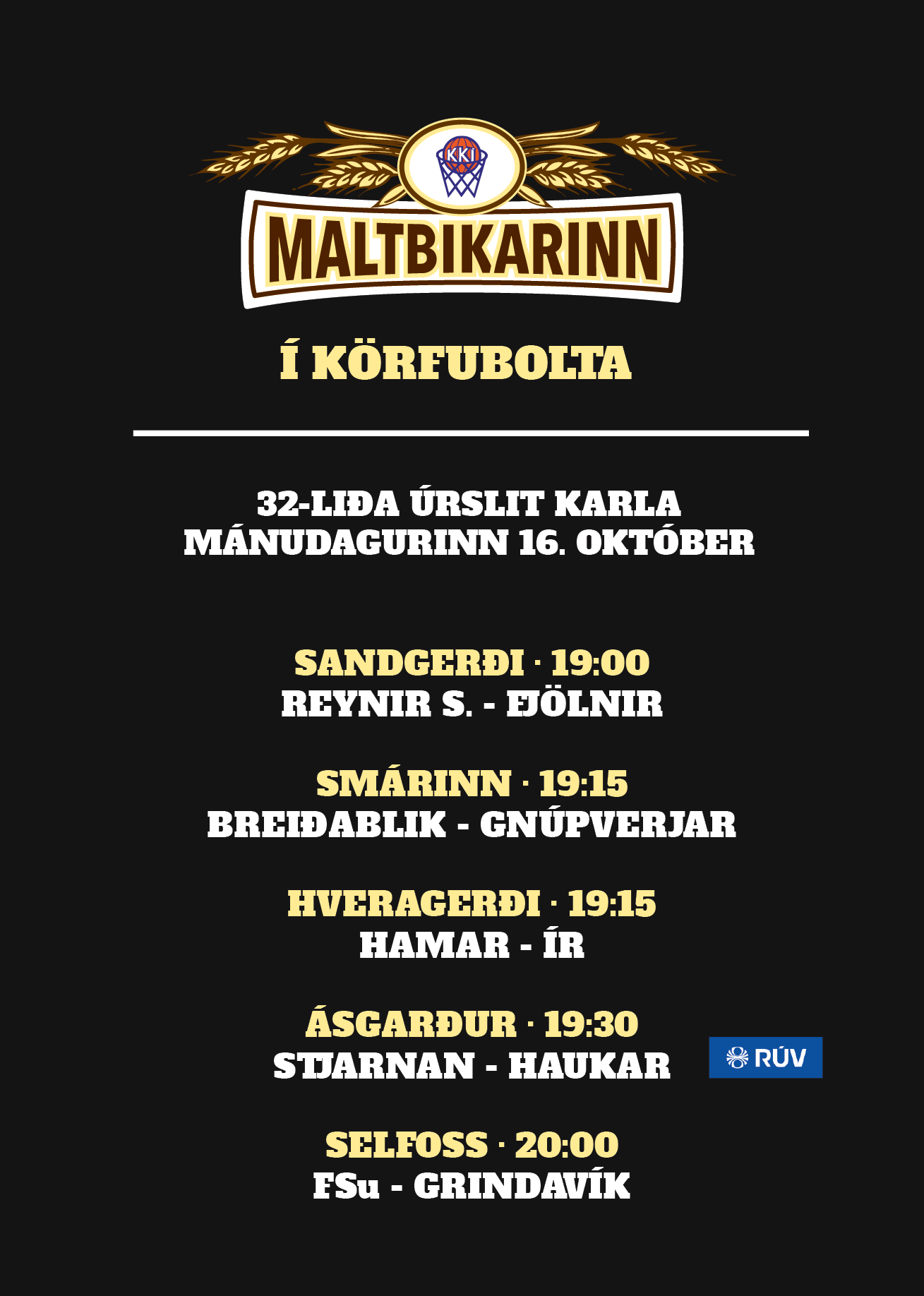 Maltbikarinn · 32-liða úrslit karla
