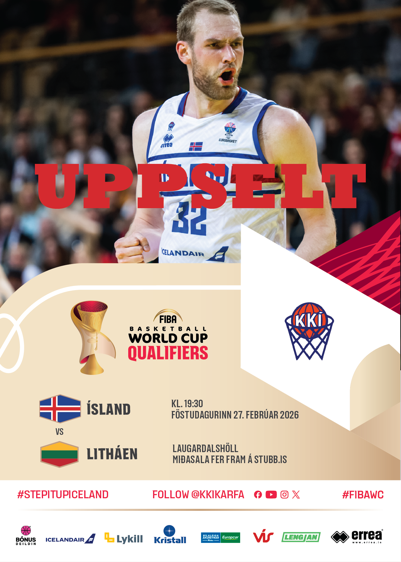 Uppselt á karla landsleikinn 27. febrúar